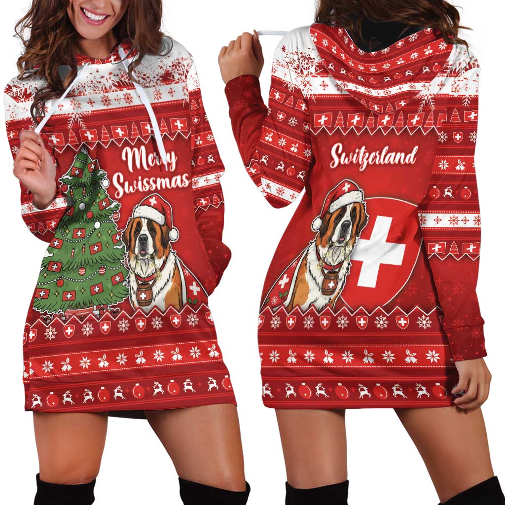 Switzerland Christmas Hoodie Dress Saint Bernard Merry Swissmas - Wonder Print Shop