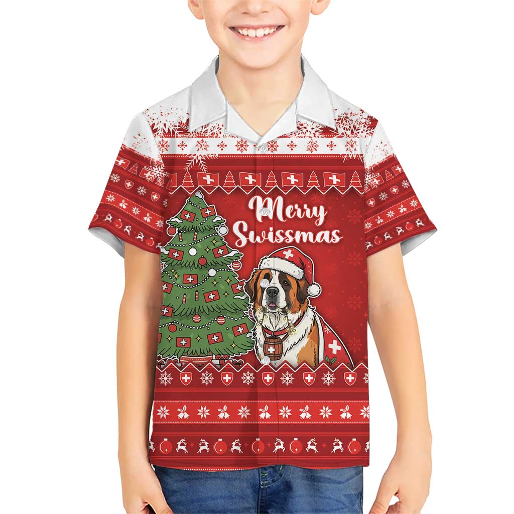 Switzerland Christmas Kid Hawaiian Shirt Saint Bernard Merry Swissmas - Wonder Print Shop