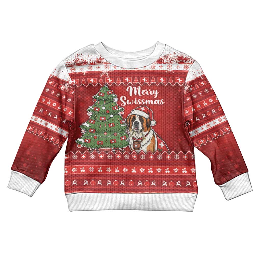 Switzerland Christmas Kid Ugly Christmas Sweater Saint Bernard Merry Swissmas - Wonder Print Shop