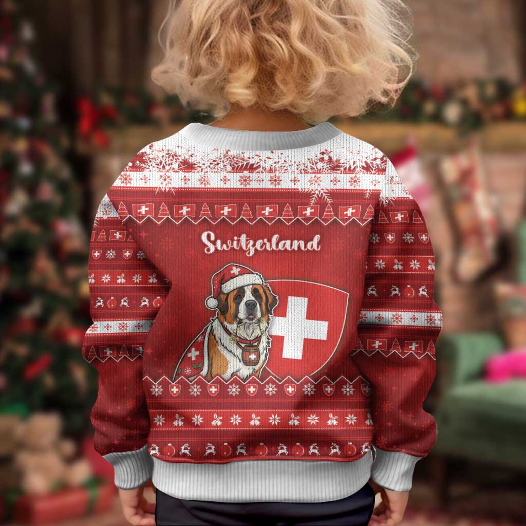 Switzerland Christmas Kid Ugly Christmas Sweater Saint Bernard Merry Swissmas - Wonder Print Shop