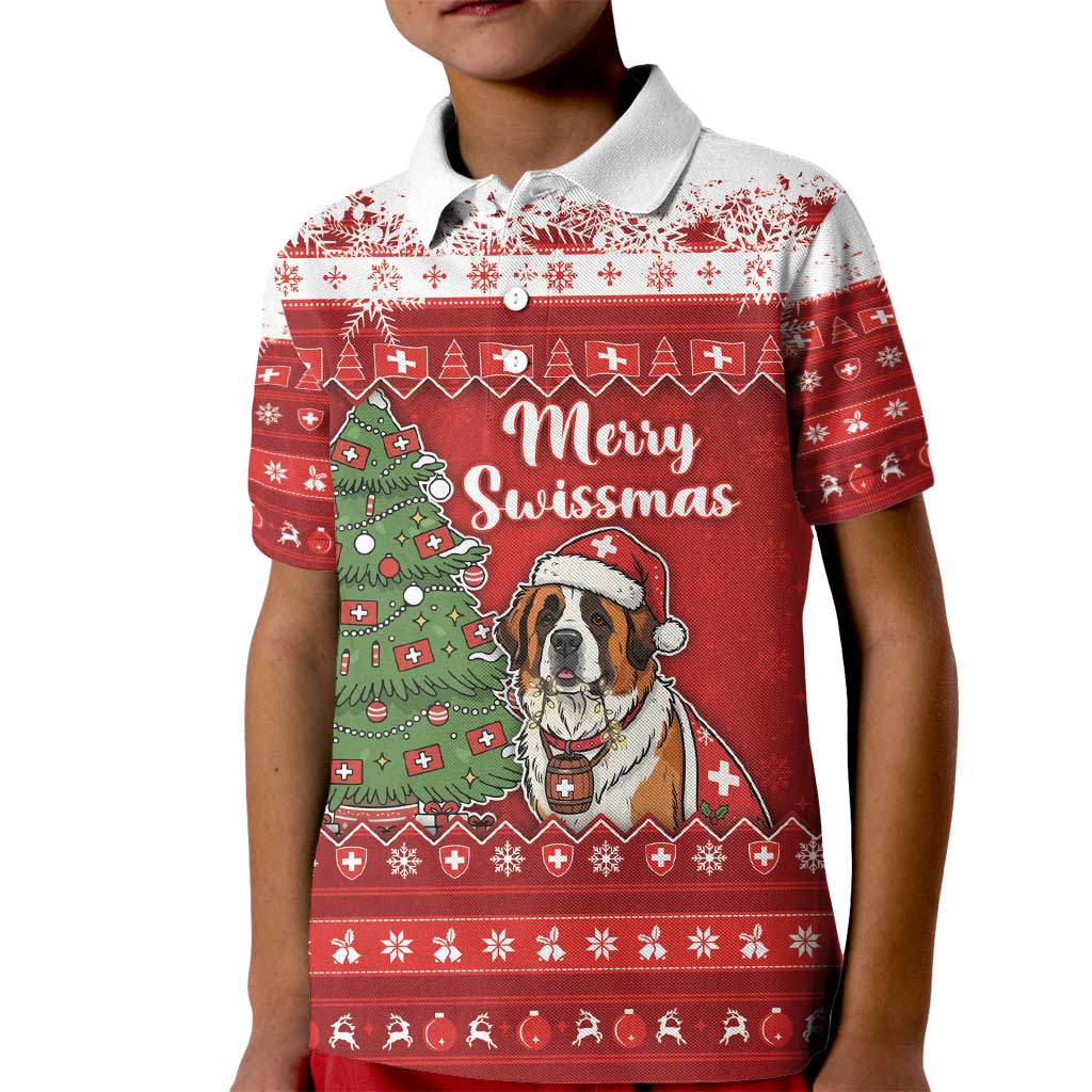 Switzerland Christmas Kid Polo Shirt Saint Bernard Merry Swissmas - Wonder Print Shop