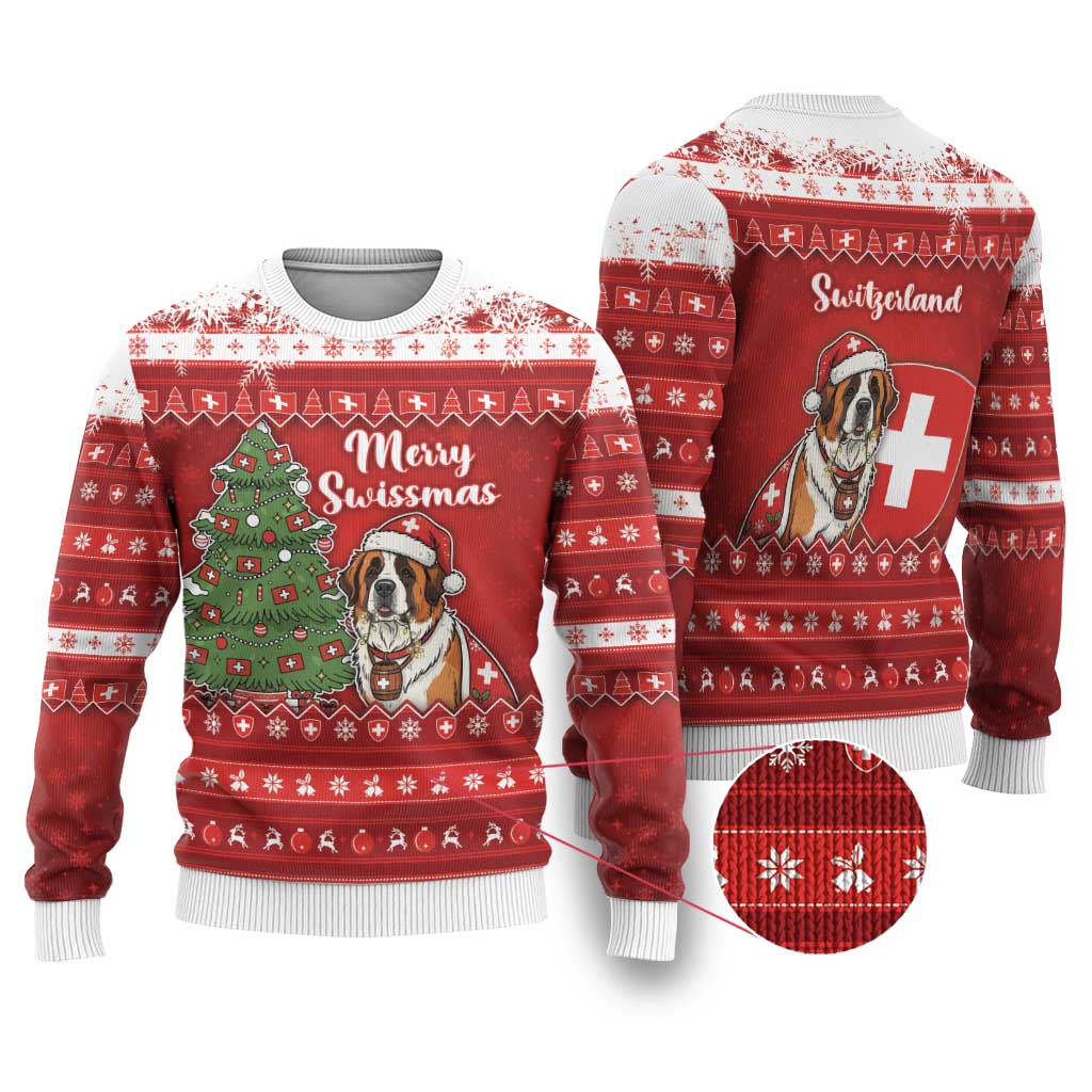 Switzerland Christmas Ugly Christmas Sweater Saint Bernard Merry Swissmas - Wonder Print Shop