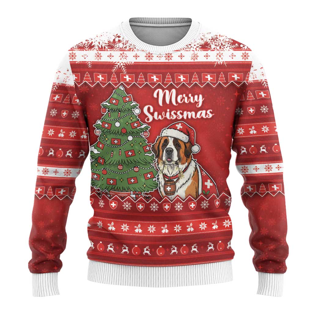 Switzerland Christmas Ugly Christmas Sweater Saint Bernard Merry Swissmas - Wonder Print Shop