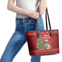 Switzerland Christmas Leather Tote Bag Saint Bernard Merry Swissmas - Wonder Print Shop