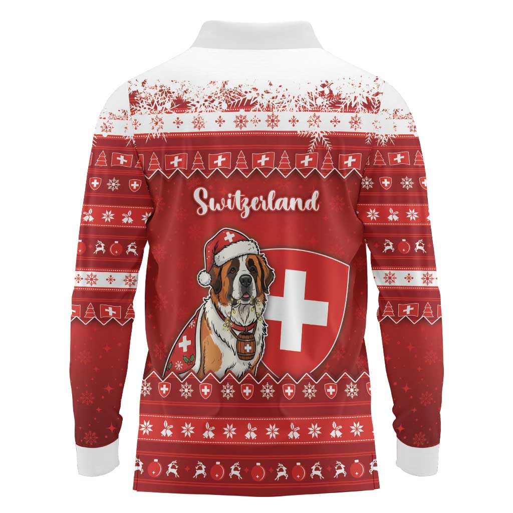 Switzerland Christmas Long Sleeve Polo Shirt Saint Bernard Merry Swissmas - Wonder Print Shop