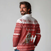 Switzerland Christmas Long Sleeve Polo Shirt Saint Bernard Merry Swissmas - Wonder Print Shop