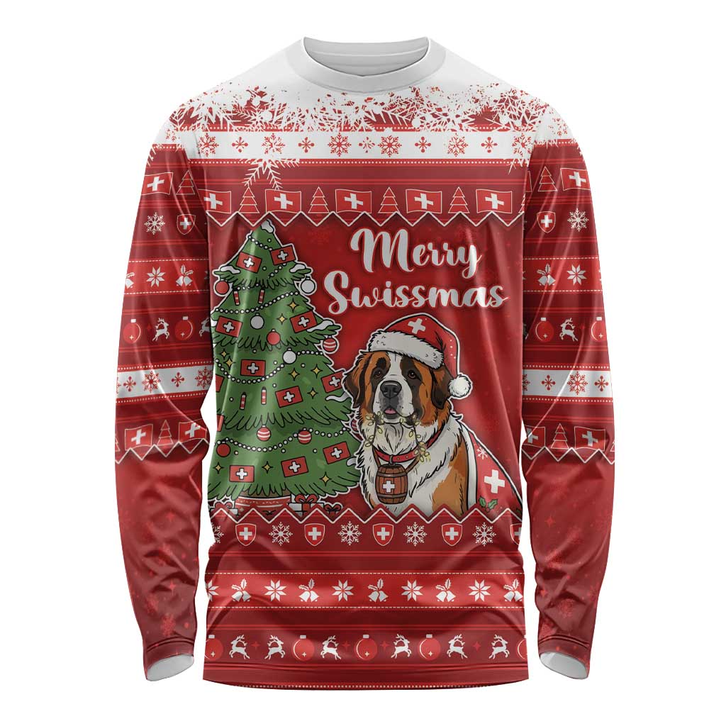 Switzerland Christmas Long Sleeve Shirt Saint Bernard Merry Swissmas - Wonder Print Shop