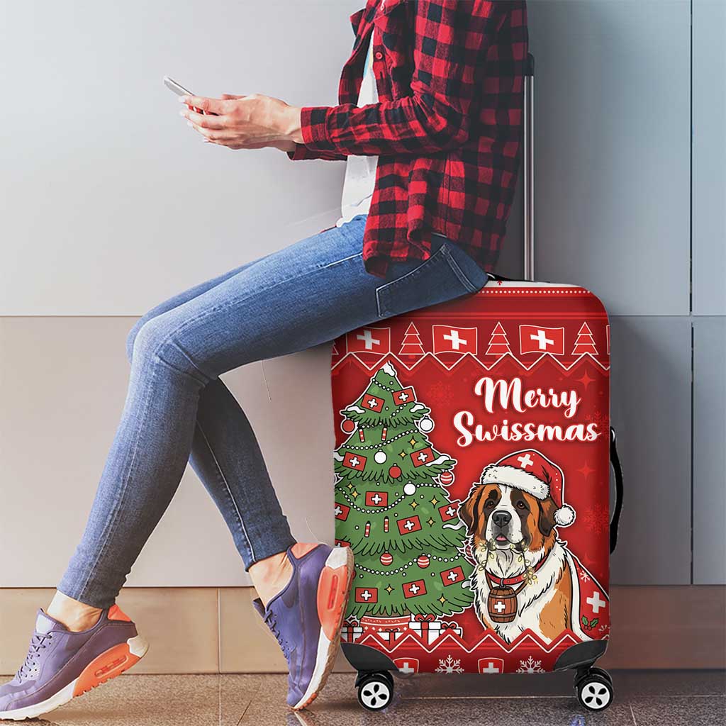 Switzerland Christmas Luggage Cover Saint Bernard Merry Swissmas - Wonder Print Shop