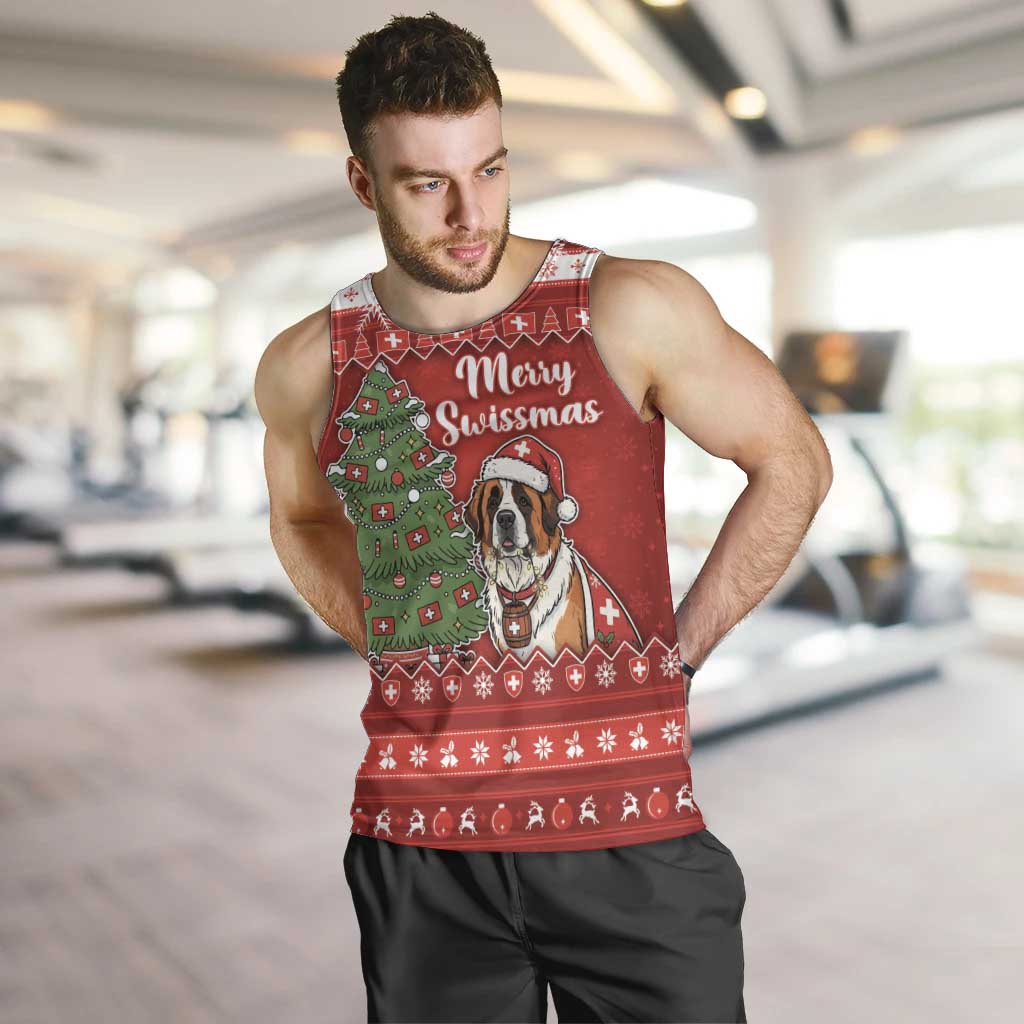 Switzerland Christmas Men Tank Top Saint Bernard Merry Swissmas - Wonder Print Shop