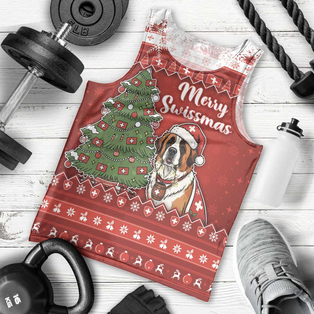 Switzerland Christmas Men Tank Top Saint Bernard Merry Swissmas - Wonder Print Shop