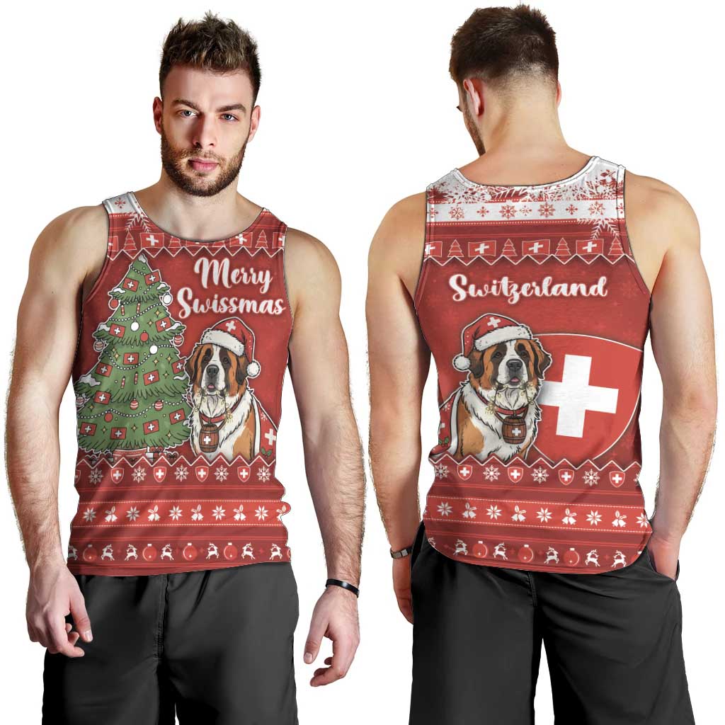 Switzerland Christmas Men Tank Top Saint Bernard Merry Swissmas - Wonder Print Shop