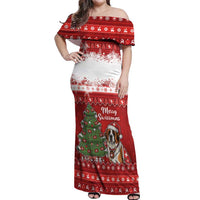 Switzerland Christmas Off Shoulder Maxi Dress Saint Bernard Merry Swissmas - Wonder Print Shop