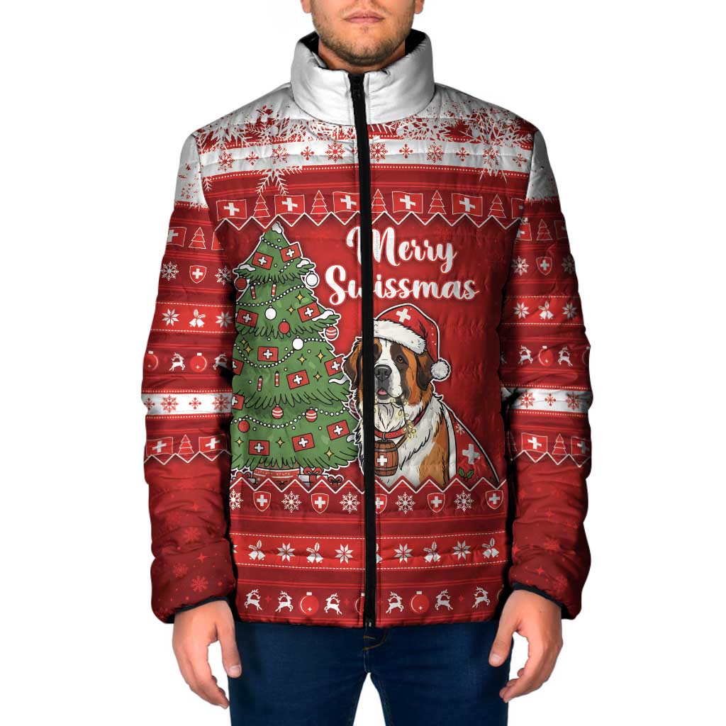 Switzerland Christmas Padded Jacket Saint Bernard Merry Swissmas - Wonder Print Shop