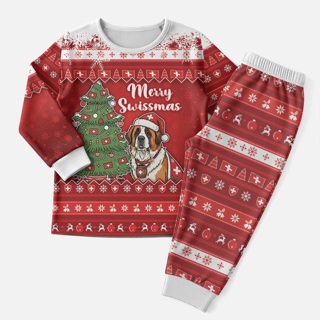 Switzerland Christmas Pajama Set Saint Bernard Merry Swissmas - Wonder Print Shop