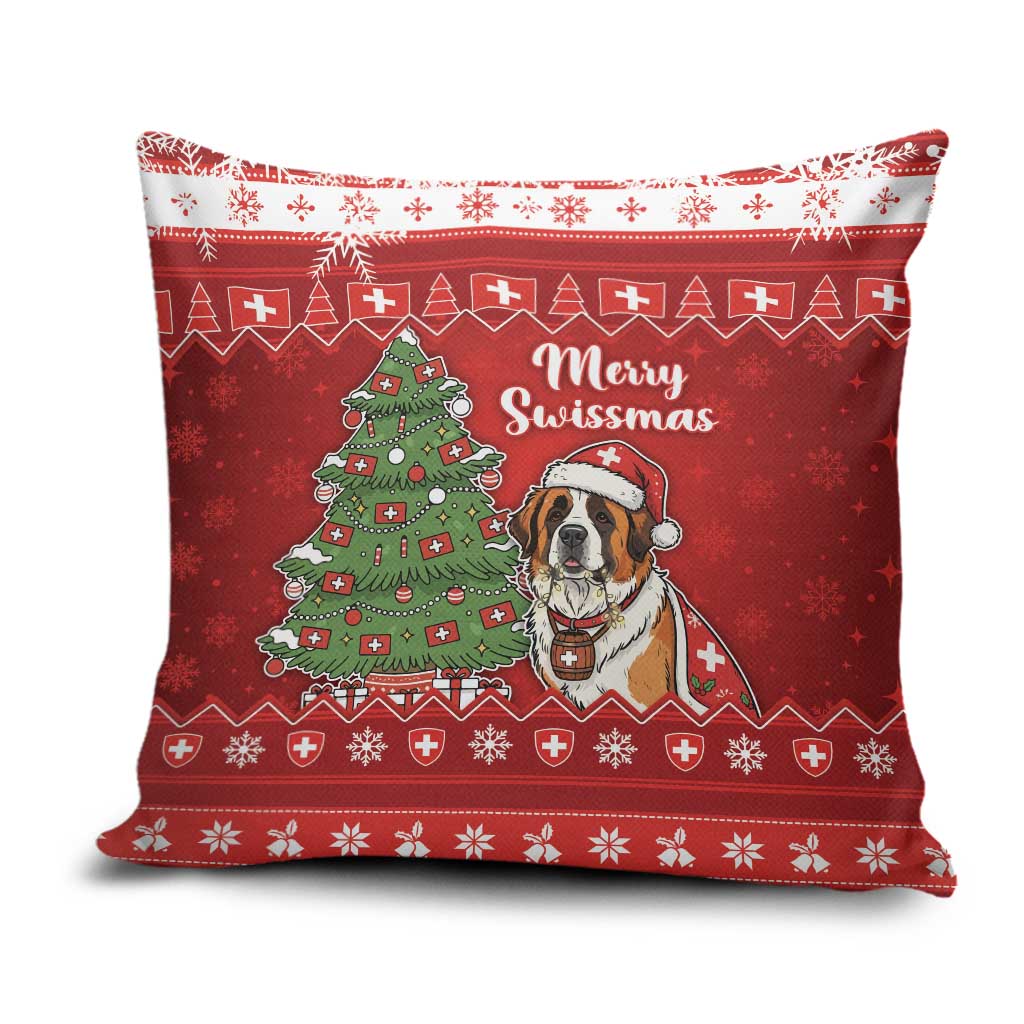 Switzerland Christmas Pillow Cover Saint Bernard Merry Swissmas - Wonder Print Shop