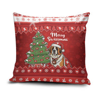Switzerland Christmas Pillow Cover Saint Bernard Merry Swissmas - Wonder Print Shop