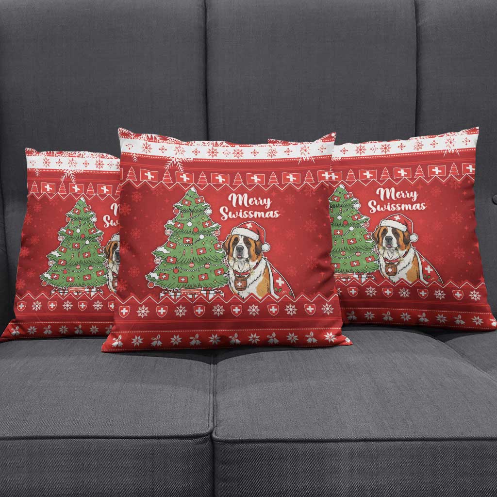 Switzerland Christmas Pillow Cover Saint Bernard Merry Swissmas - Wonder Print Shop