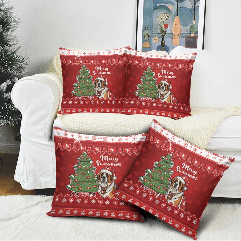 Switzerland Christmas Pillow Cover Saint Bernard Merry Swissmas - Wonder Print Shop