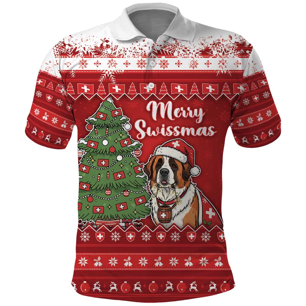Switzerland Christmas Polo Shirt Saint Bernard Merry Swissmas - Wonder Print Shop