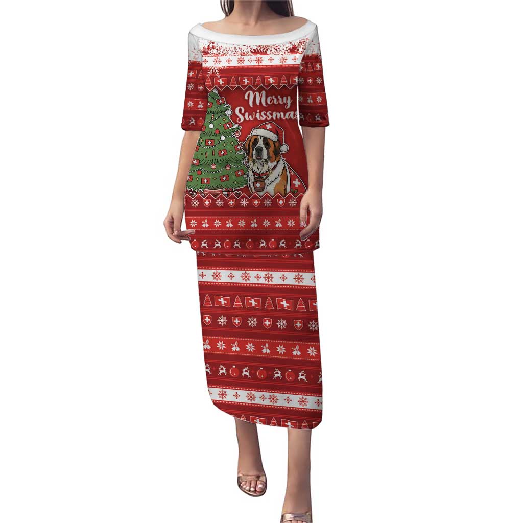 Switzerland Christmas Puletasi Saint Bernard Merry Swissmas - Wonder Print Shop