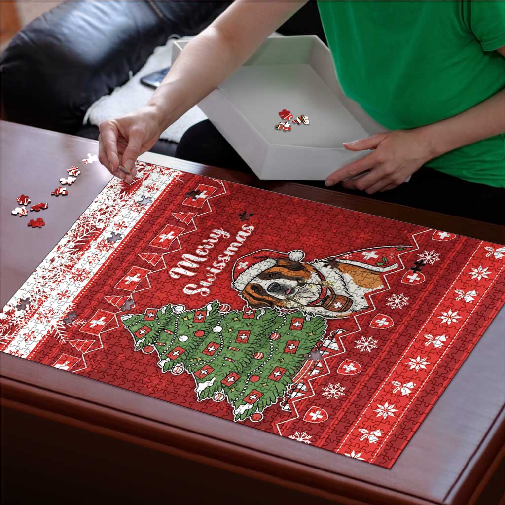 Switzerland Christmas Puzzle Saint Bernard Merry Swissmas - Wonder Print Shop