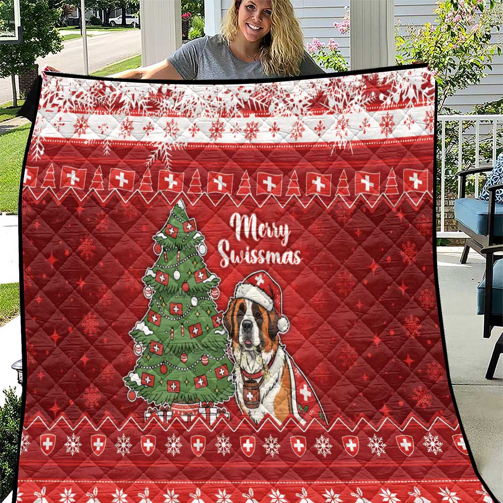 Switzerland Christmas Quilt Saint Bernard Merry Swissmas - Wonder Print Shop