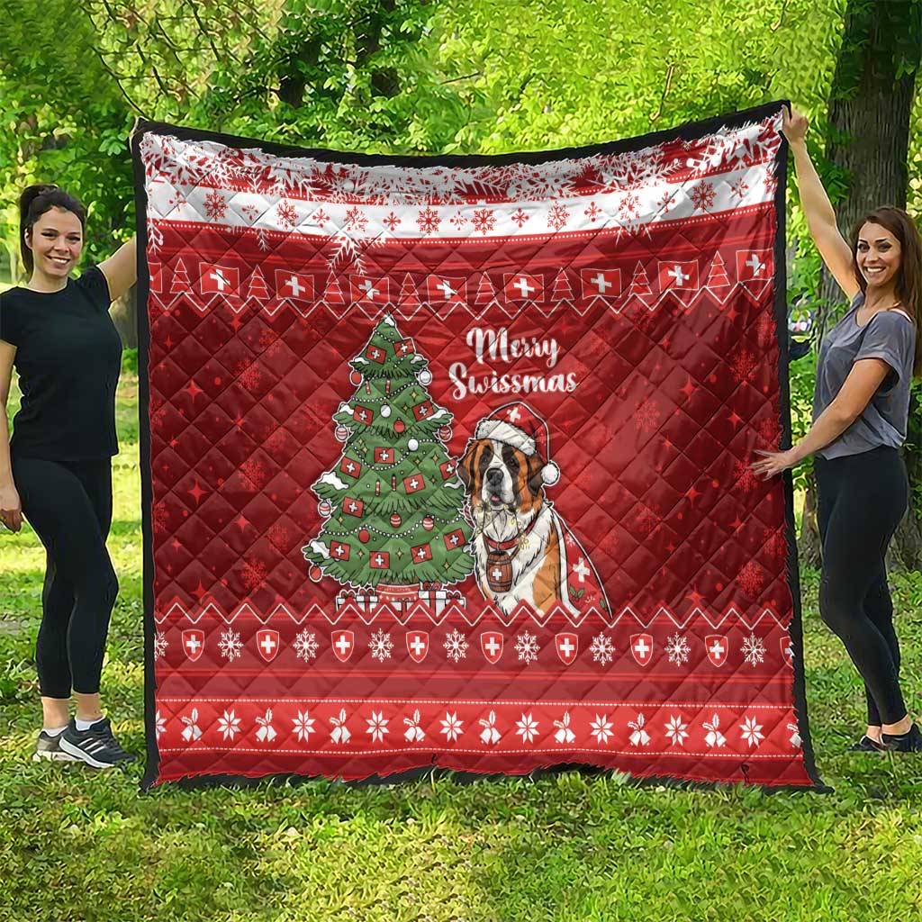 Switzerland Christmas Quilt Saint Bernard Merry Swissmas - Wonder Print Shop
