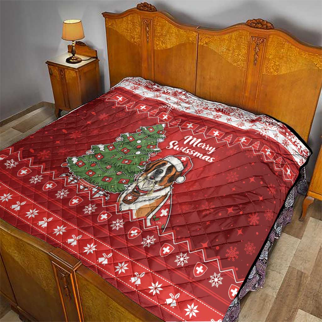 Switzerland Christmas Quilt Saint Bernard Merry Swissmas - Wonder Print Shop