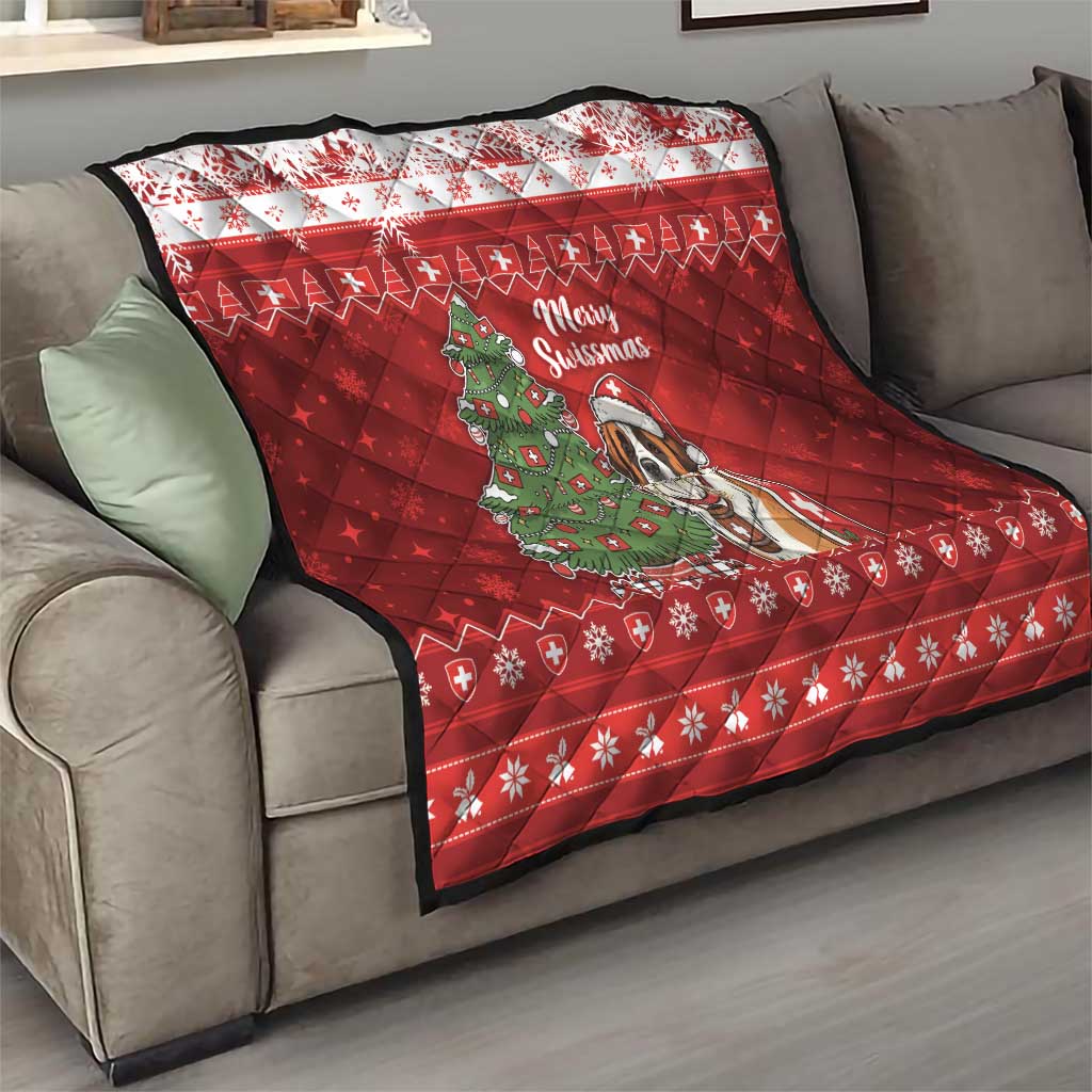 Switzerland Christmas Quilt Saint Bernard Merry Swissmas - Wonder Print Shop