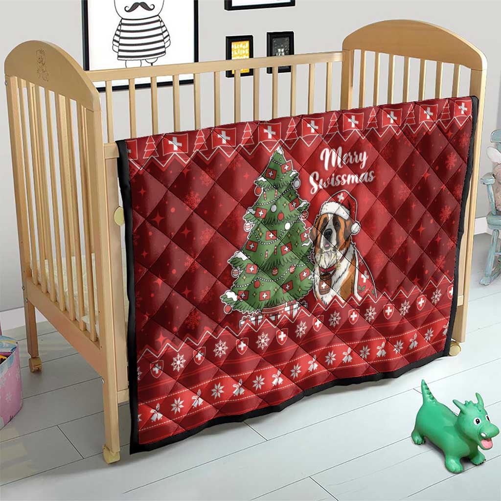 Switzerland Christmas Quilt Saint Bernard Merry Swissmas - Wonder Print Shop