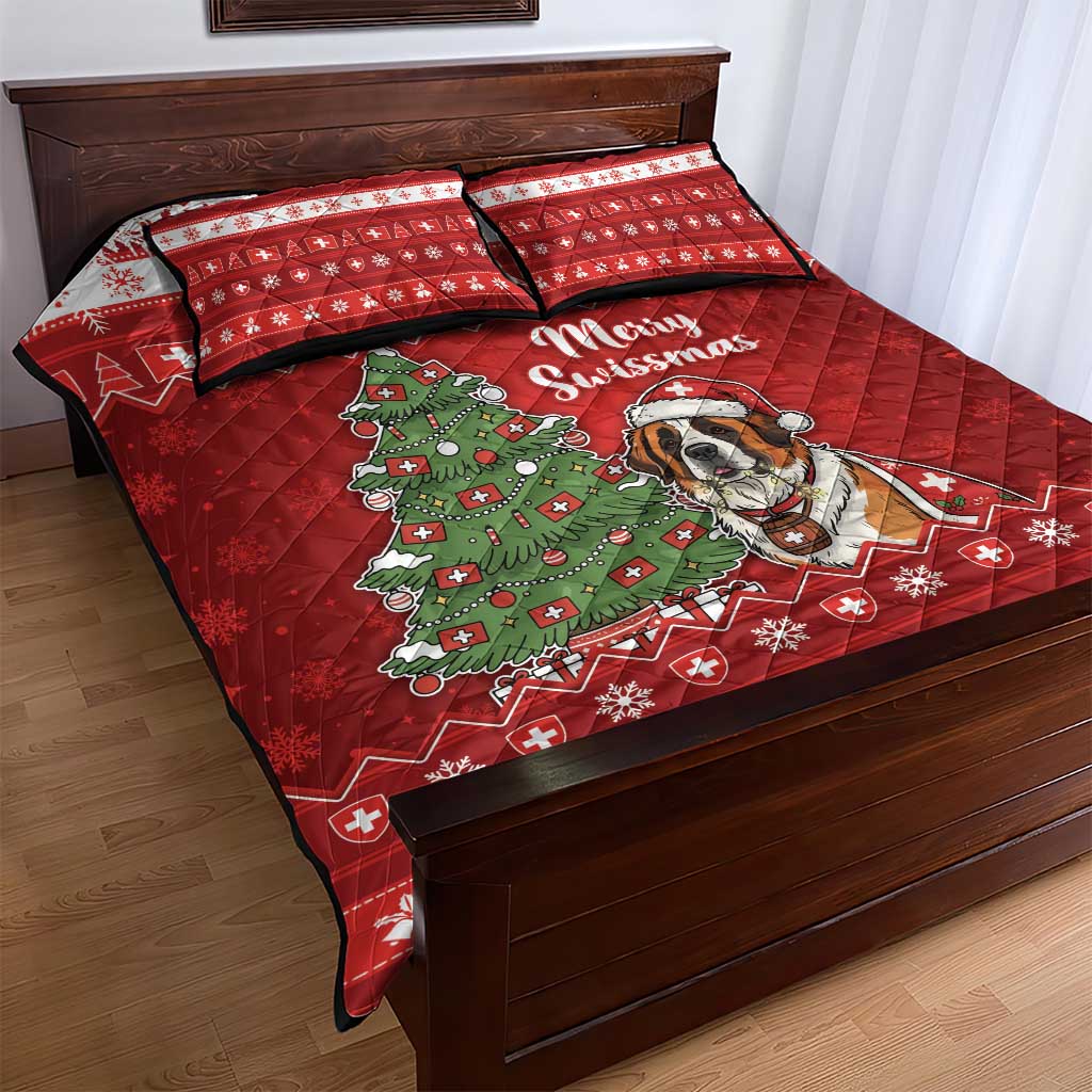 Switzerland Christmas Quilt Bed Set Saint Bernard Merry Swissmas - Wonder Print Shop