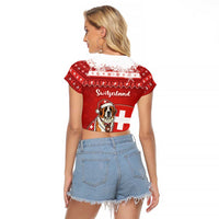Switzerland Christmas Raglan Cropped T Shirt Saint Bernard Merry Swissmas - Wonder Print Shop
