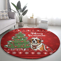 Switzerland Christmas Round Carpet Saint Bernard Merry Swissmas - Wonder Print Shop