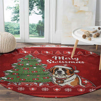 Switzerland Christmas Round Carpet Saint Bernard Merry Swissmas - Wonder Print Shop