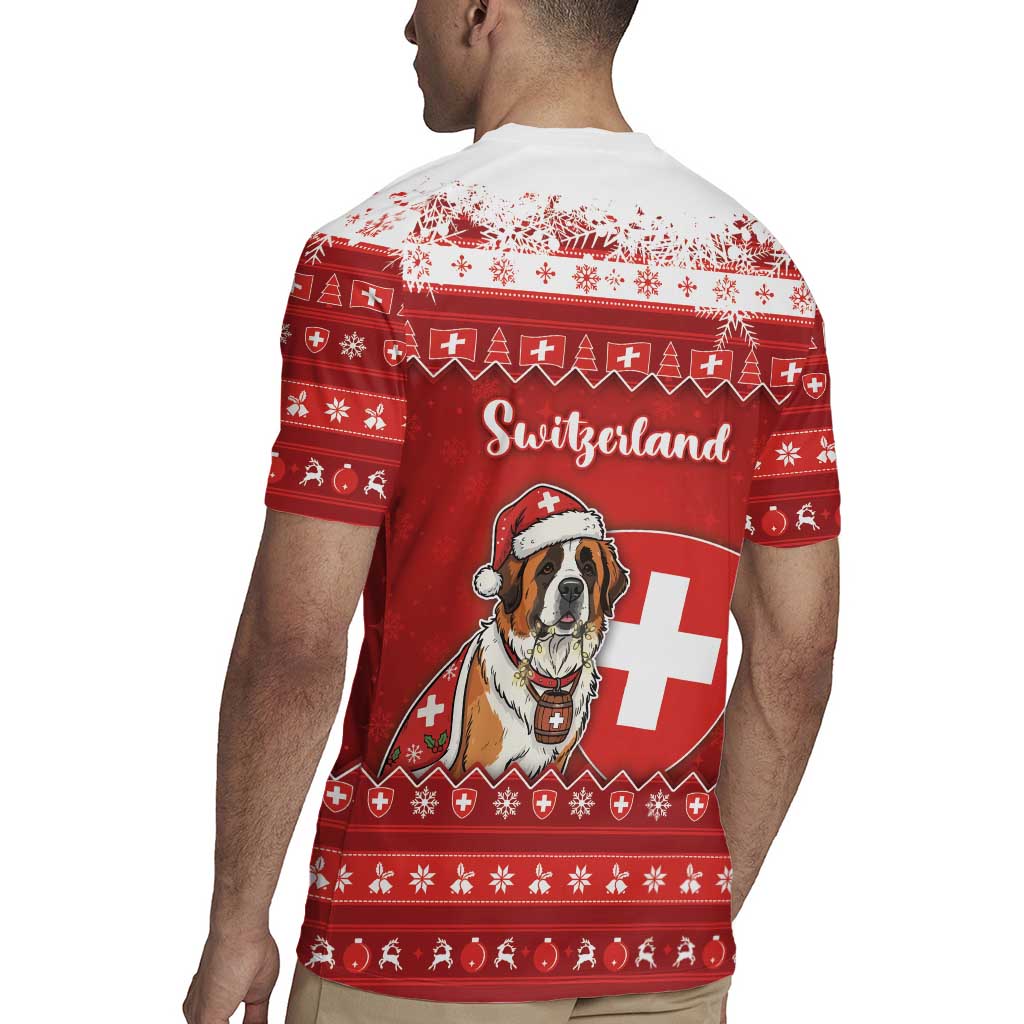 Switzerland Christmas Rugby Jersey Saint Bernard Merry Swissmas - Wonder Print Shop