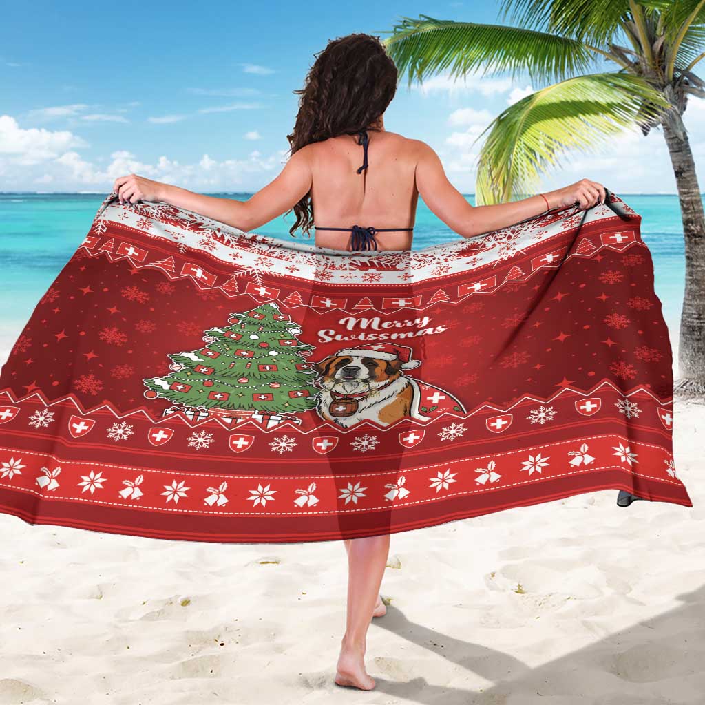 Switzerland Christmas Sarong Saint Bernard Merry Swissmas - Wonder Print Shop