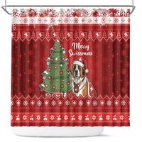 Switzerland Christmas Shower Curtain Saint Bernard Merry Swissmas - Wonder Print Shop