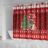 Switzerland Christmas Shower Curtain Saint Bernard Merry Swissmas - Wonder Print Shop