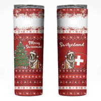 Switzerland Christmas Skinny Tumbler Saint Bernard Merry Swissmas - Wonder Print Shop