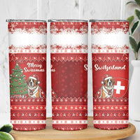 Switzerland Christmas Skinny Tumbler Saint Bernard Merry Swissmas - Wonder Print Shop