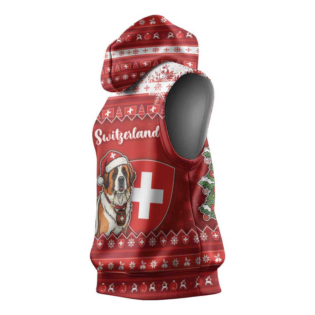 Switzerland Christmas Sleeveless Hoodie Saint Bernard Merry Swissmas - Wonder Print Shop