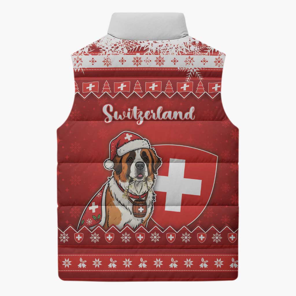 Switzerland Christmas Sleeveless Puffer Jacket Saint Bernard Merry Swissmas - Wonder Print Shop