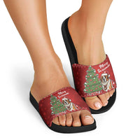 Switzerland Christmas Slide Sandals Saint Bernard Merry Swissmas - Wonder Print Shop