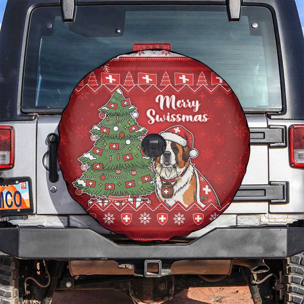 Switzerland Christmas Spare Tire Cover Saint Bernard Merry Swissmas - Wonder Print Shop