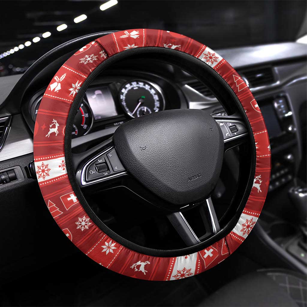 Switzerland Christmas Steering Wheel Cover Saint Bernard Merry Swissmas - Wonder Print Shop