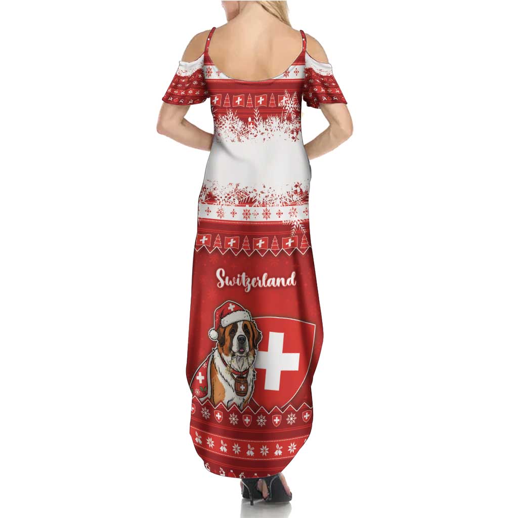 Switzerland Christmas Summer Maxi Dress Saint Bernard Merry Swissmas - Wonder Print Shop