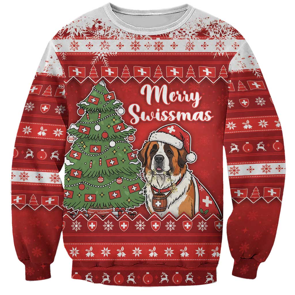 Switzerland Christmas Sweatshirt Saint Bernard Merry Swissmas - Wonder Print Shop