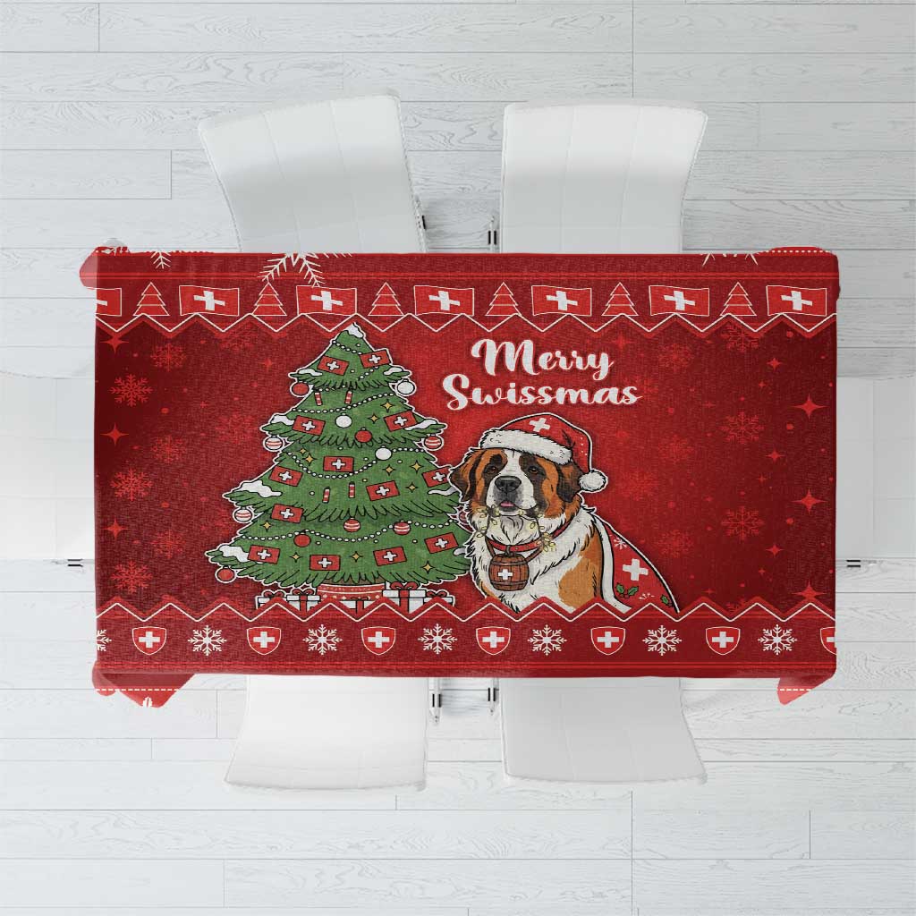 Switzerland Christmas Tablecloth Saint Bernard Merry Swissmas - Wonder Print Shop