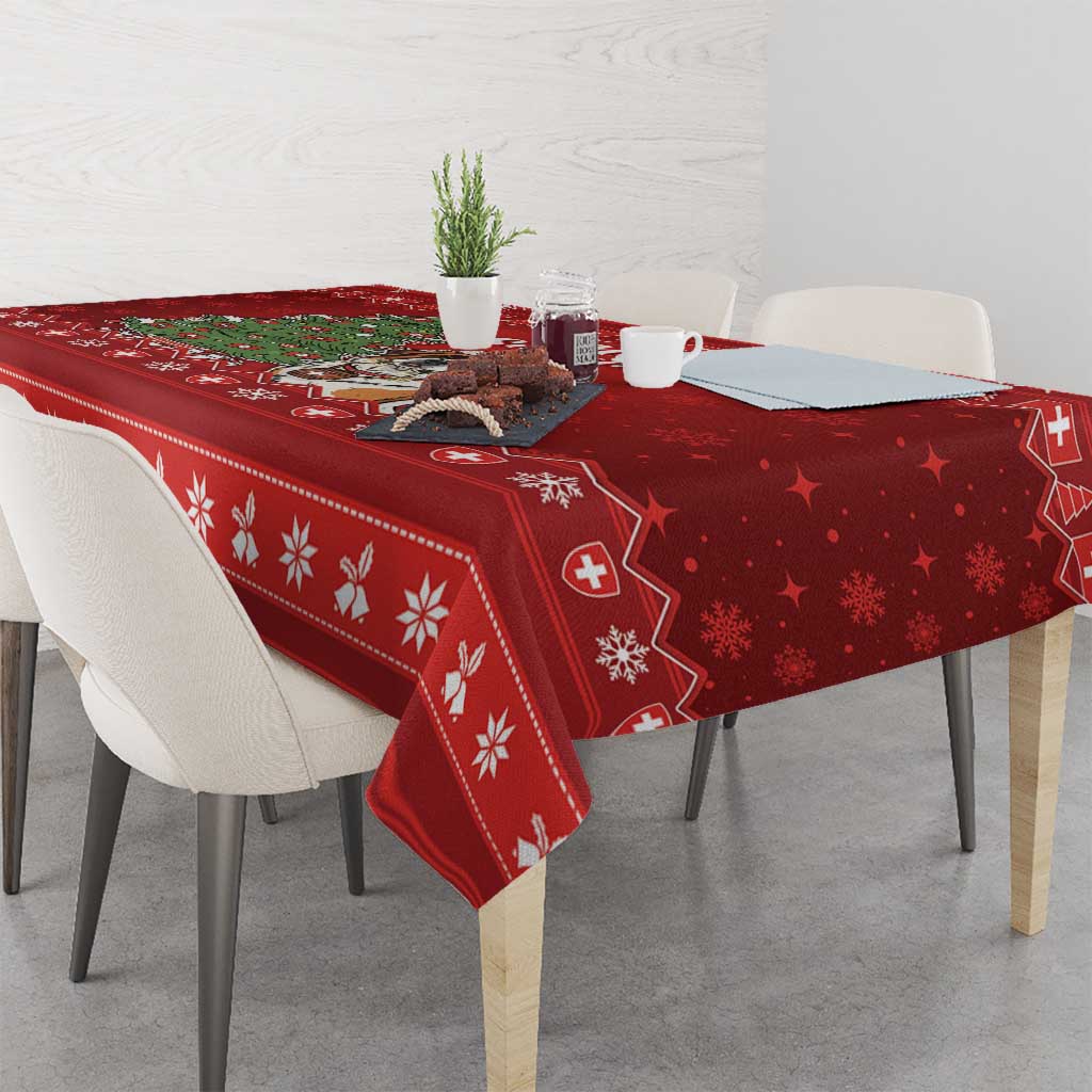Switzerland Christmas Tablecloth Saint Bernard Merry Swissmas - Wonder Print Shop