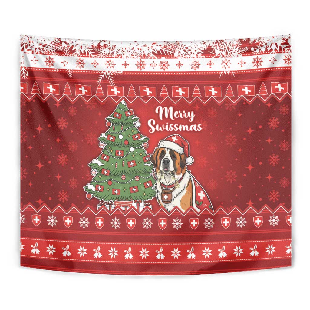 Switzerland Christmas Tapestry Saint Bernard Merry Swissmas - Wonder Print Shop